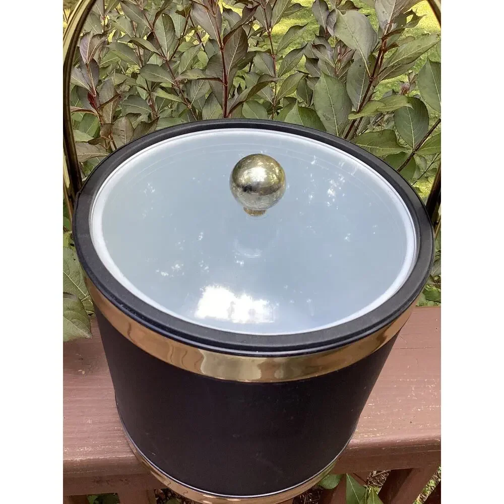 Shelton Ware‎ Ice Bucket Vintage Barware Sailboat 1960 MCM Retro Black Gold